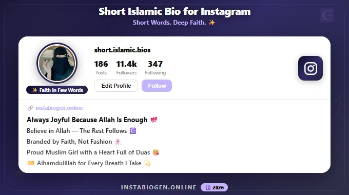Short Islamic Bio for Instagram